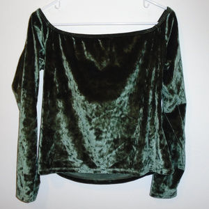 UO Silience + Noise Moss Crushed Velvet Top